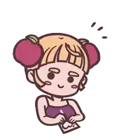 a cartoon drawing of a girl with apple ears