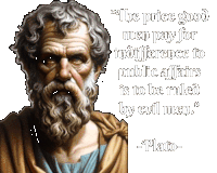 a picture of a man with a beard and a quote from plato
