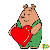 a cartoon of a bear holding a heart with a speech bubble saying on my mind