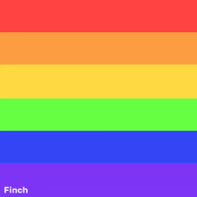 a rainbow flag with the name finch on the bottom right