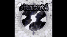 a black and white photo of a woman in a circle with the word diamante above her