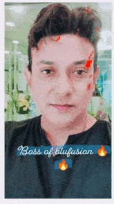 a picture of a man with the words boss of blufusion written below him