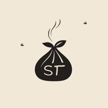 a drawing of a bag with the word st on it
