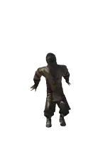a man in a costume is dancing with his hands in the air
