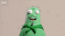 a green cartoon character is being smashed by a hammer and the words [ as ] are visible in the corner