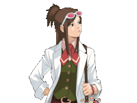 a cartoon drawing of a girl wearing a white coat