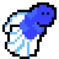 a pixel art drawing of a blue and white object