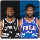 two basketball players from the brooklyn nets and philadelphia 76ers