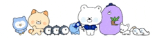 a group of cartoon characters standing next to each other on a white background .