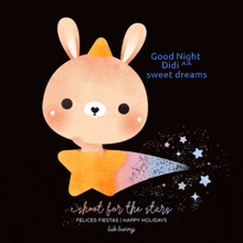 an illustration of a bunny with a star coming out of its head and the words good night didi sweet dreams