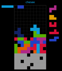 a tetris game is being played on a computer