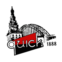 a logo for quick 1888 shows a bridge and a tower