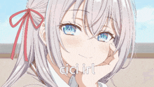 a close up of a girl with the word cici written on it