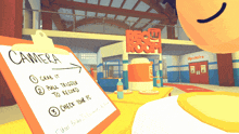 a clipboard with instructions on how to use a camera in a video game
