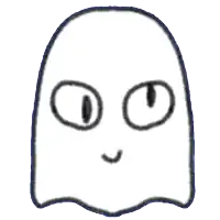 a black and white drawing of a ghost with a smile on it