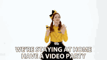 were staying at home have a video party emma watkins yellow wiggle the wiggles video call
