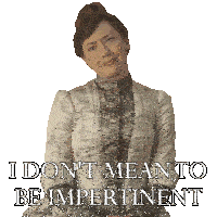 a woman in a white dress says i don t mean to be impertinent