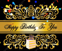 a happy birthday card with a cake and candles on it
