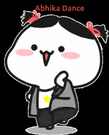 a cartoon drawing of a girl with the words abhika dance below it