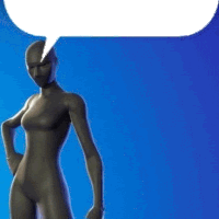 a naked woman with a speech bubble above her head is standing on a blue background .