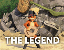 a picture of a cat playing a guitar with the legend written above it