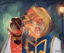 a person holding a bottle of spicy sauce