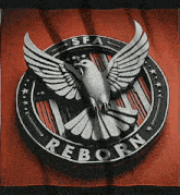 a reborn logo with a bird in the center