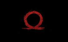 a red circle on a black background with the letter q in the center