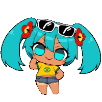 a cartoon drawing of a girl wearing sunglasses and a brazilian shirt