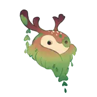 a drawing of a deer with antlers and leaves on its head