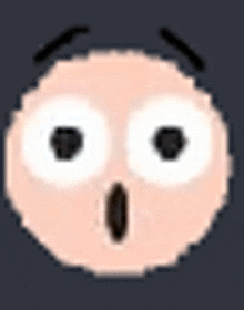 a pixel art of a surprised face with big eyes and a surprised expression .