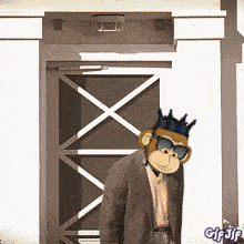 a picture of a monkey wearing sunglasses and a crown
