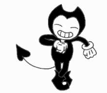 bendy the ink machine is a cartoon character with a tail and a bow tie .