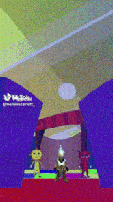 a cartoon character is standing on a red carpet with a purple background and the name benjixscarlett at the bottom