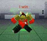 a cartoon character with horns and the words i win