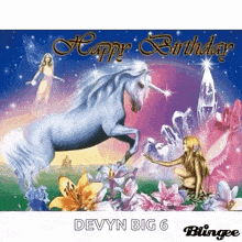Happy Birthday Unicorn Greetings GIF