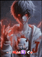 a video of a boy with red eyes and a hoodie that says axis on it