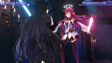 a video game called requiem for love 3d shows two girls fighting each other
