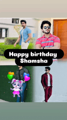 a collage of pictures with the words happy birthday shamsha