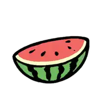 a black cat is jumping out of a slice of watermelon