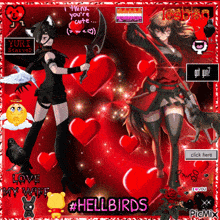 a picture of a girl with a sword and the words hellbirds
