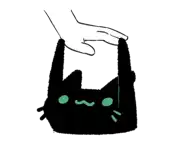 a black cat is being held by a hand .