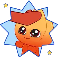 a cartoon character wearing a red hat is in a star shaped frame