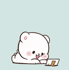 a cartoon drawing of a teddy bear taking a selfie