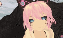 a girl with pink hair has a tattoo on her chest that says " rabbit "