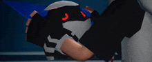 a cartoon character with a red eye and the letter j on his face