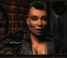 a computer generated image of a woman with a mohawk on her head