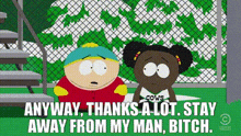 a couple of south park characters standing next to each other