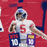 a poster of a football player with nyc 10 and min 10 signs
