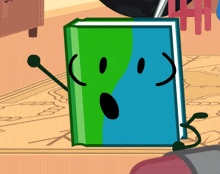 a cartoon drawing of a book with a surprised look on its face
